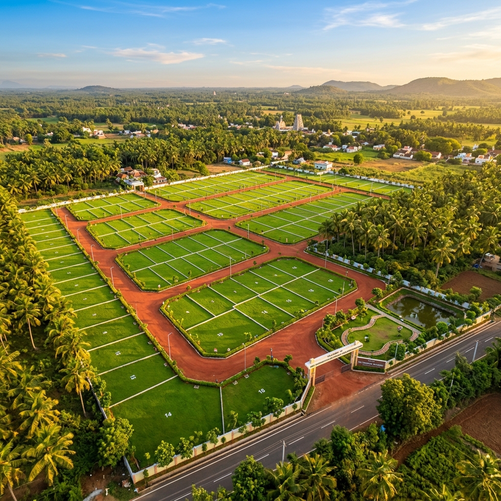 Premium residential plots aerial view in Tamil Nadu